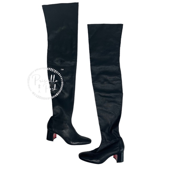 Christian Louboutin Sursamoto Black Leather Over-The-Knee Thigh High Boots 38 - Picture 7 of 14